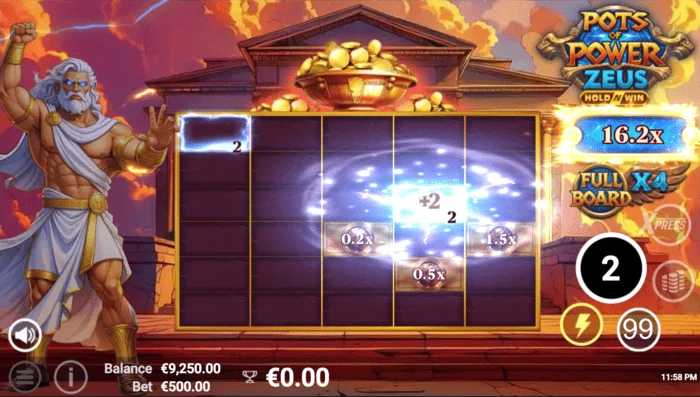 Pots of Power: Zeus - screen ng laro sa bonus mode